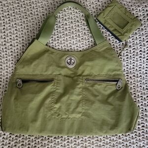 Baggallini Sage Green Shoulder Bag with Detachable Coin Pouch